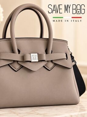 SAVE MY BAG Taupe Italian Lightweight Satchel Handbag